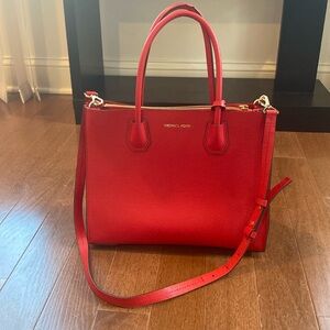 Michael Kors Red Leather Tote Bag